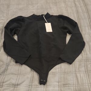 Joie Black Puffed Long Sleeved Bodysuit Size M, New With Tags!
